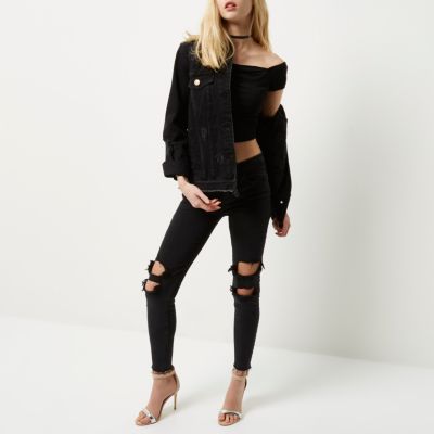 Black ripped Alannah relaxed skinny jeans